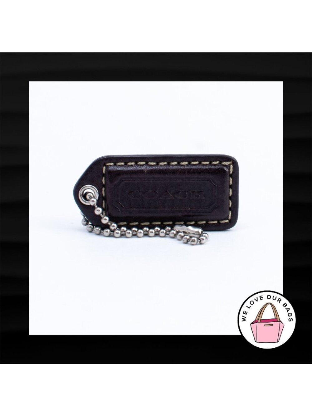 2" Medium COACH BROWN LEATHER KEY FOB BAG CHARM KEYCHAIN HANG TAG